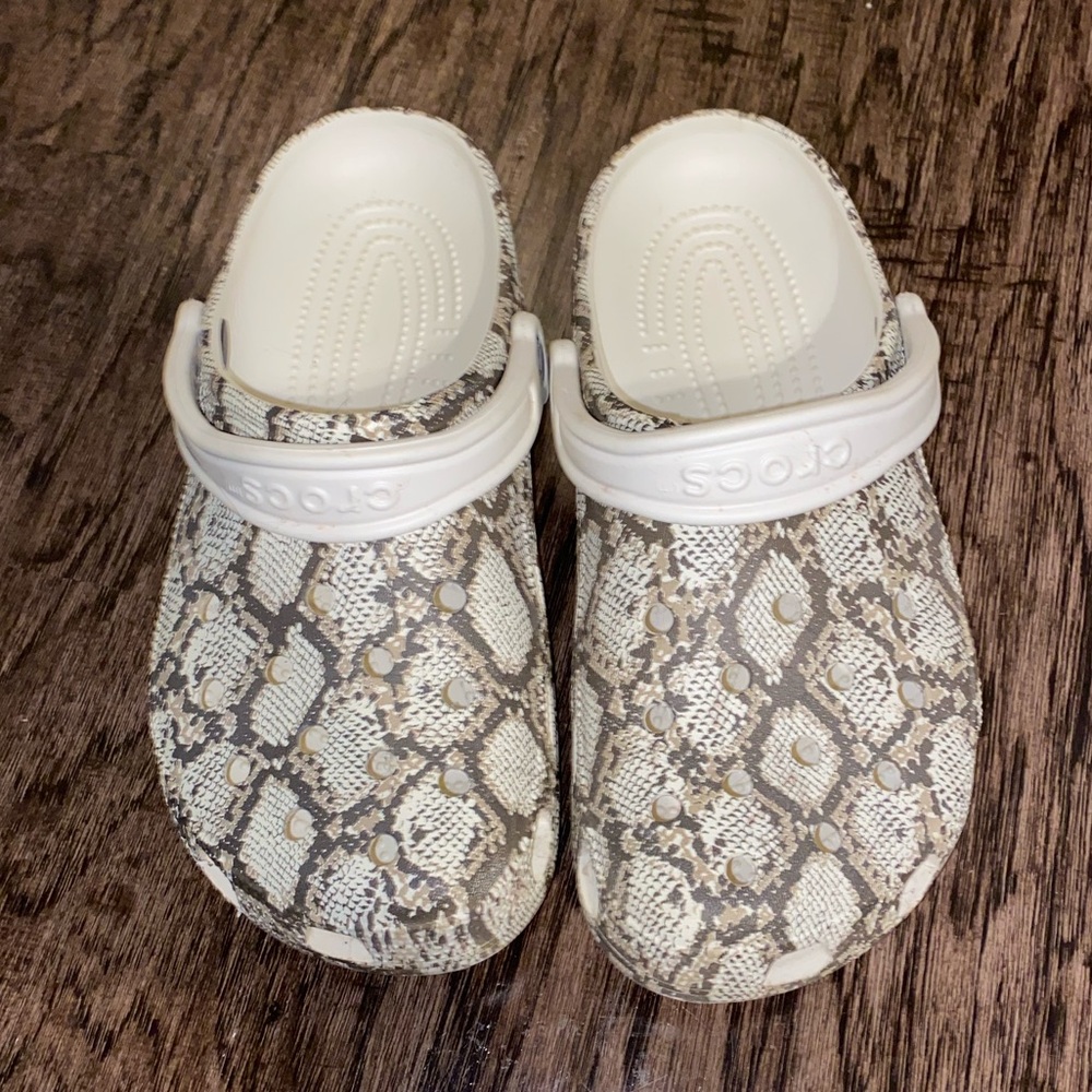 Snakeskin crocs